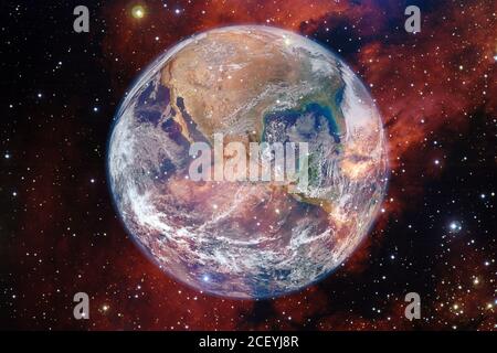 Earth. Solar system. Awesome print for wallpaper. Elements of this image furnished by NASA. Stock Photo