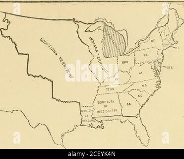 . Territorial and commercial expansion of the United States, 1800-1900. rv. No. 9.—1805. Michigan Territory Formed from Northeastern Part op Indiana Territory. Stock Photo