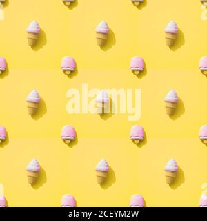 Pattern with ice cream on a yellow background. Seamless pattern Stock Photo