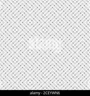 Seamless pattern. Modern stylish texture with thin lines, dots. Regularly repeating geometrical tiles with linear dotted zigzags, rhombuses, diamond. Stock Vector