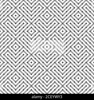 Seamless pattern. Abstract geometric background. Modern texture with dashed lines. Regularly repeating geometrical ornament with rhombuses, diamonds, Stock Vector