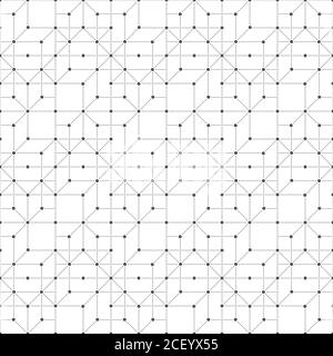Vector seamless pattern. Modern small dotted texture with regularly repeating dotted lines, small dots, hexagons, triangles, rhombuses, squares. Conte Stock Vector