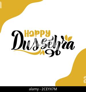 Happy Dussehra 25 October festival card. Hand drawn Stock Vector