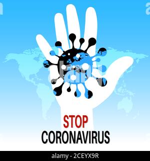 Covid-19. Stop coronavirus. Epidemic on the planet. Global threat. Banner.The concept of disease control. Vector illustration. Stock Vector