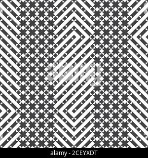 Vector seamless pattern. Infinitely repeating modern geometrical texture consisting of stars, rhombuses, diamonds, triangles, strips. Abstract small t Stock Vector