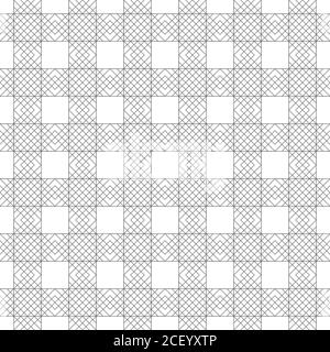 Vector seamless pattern. Infinitely repeating modern geometrical texture consisting of intersecting thin lines which form checkered linear background Stock Vector