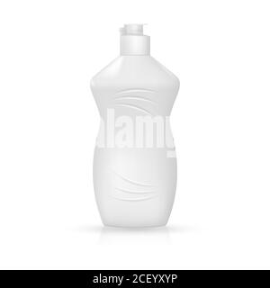 An empty plastic bottle on a white isolated background.Мock-up.Template for design.3Д vector realistic illustration. Stock Vector