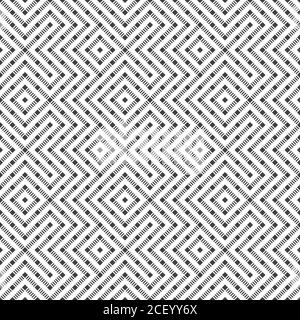 Seamless pattern. Abstract geometric background. Modern texture with dashed lines. Regularly repeating geometrical ornament with rhombuses, diamonds, Stock Vector