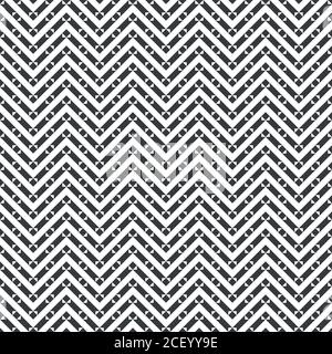 Vector seamless pattern. Infinitely repeating modern geometrical texture consisting of zigzag strips, triangles and rhombuses which form classical til Stock Vector