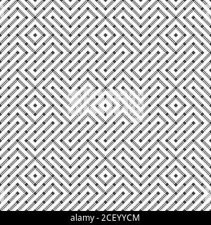 Seamless pattern. Abstract geometric background. Modern texture with dashed lines. Regularly repeating geometrical ornament with rhombuses, diamonds, Stock Vector