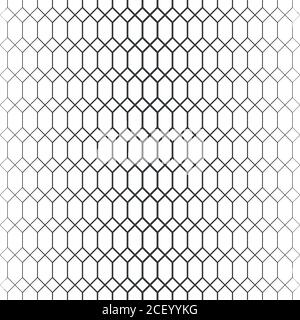 Vector seamless pattern. Abstract halftone background. Modern stylish texture. Repeating intersecting hexagons, rhombuses with decreasing contour thic Stock Vector