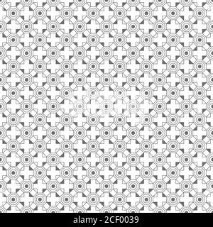 Vector seamless pattern. Infinitely repeating simple elegant texture consisting of outline hexagons, crosses, triangles. Geometrical cover surface. Stock Vector