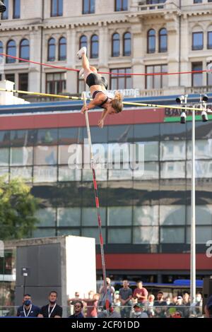 Lausanne, Switzerland. 02nd Sep, 2020. LAUSANNE, SWITZERLAND - SEP 02: Marion Lotout of France competing in the Pole Vault Athletissima Lausanne City Event counting for the Diamond League 2020 at the Place de l'Europe in Lausanne Credit: Mickael Chavet/Alamy Live News Stock Photo