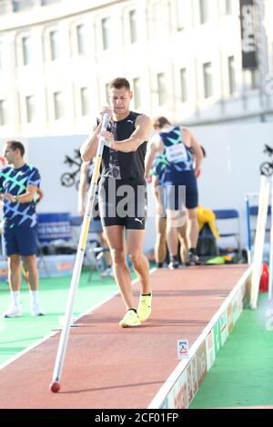 Lausanne, Switzerland. 02nd Sep, 2020. LAUSANNE, SWITZERLAND - SEP 02: Pawel WOJCIECHOWSKY for Poland competing in the Pole Vault Athletissima Lausanne City Event counting for the Diamond League 2020 at the Place de l'Europe in Lausanne Credit: Mickael Chavet/Alamy Live News Stock Photo