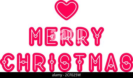 Merry Christmas Lettering with heart. Typographic Greetings Design. Lettering for Holiday Greeting. Stock Vector