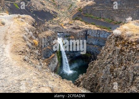 View from a trail above the Palouse Falls State Park waterfall in Franklin County, Washington, USA Stock Photo