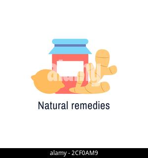 Natural medicine logo design isolated flat icon. Stock Vector