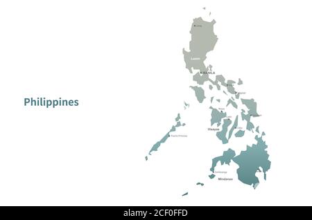 Philippines vector map. Country Map Green Series. Stock Vector