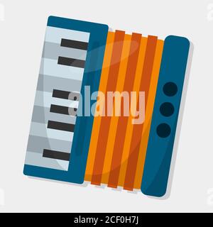 Accordion music instrument isolated vector illustration Stock Vector