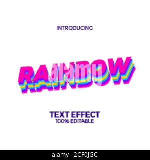 3d rainbow colorful neon editable adobe illustrator text effect. modern and future head title Stock Vector