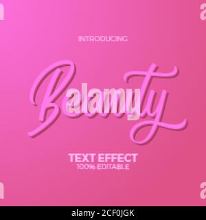 Feminine pink beauty editable text effect adobe illustrator. modern text for woman and fashion. sign typeface Stock Vector