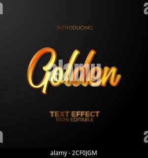 Golden engrave emblem text effect for emblem luxury royal editable adobe illustrator. expensive looks Stock Vector