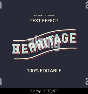 Vintage slab serif editable adobe illustrator text effect for retro and old concept style Stock Vector