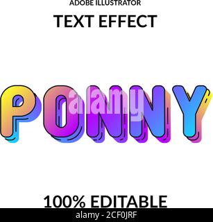modern gradient vivid color round font adobe illustrator text effect for modern and futuristic theme Stock Vector