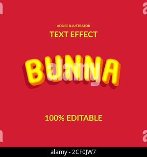 3D extrude yellow round font adobe illustrator text effect for kid and happy joy situation Stock Vector