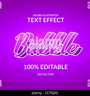 modern gradient purple editable script font adobe illustrator text effect. Sweet color with 3D effect Stock Vector
