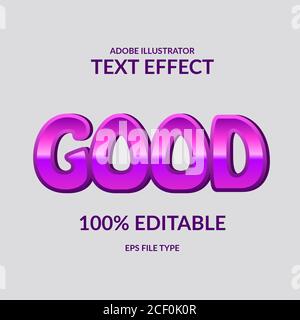 Modern vibrant purple gradient. Adobe illustrator editable text effect for headline for kid Stock Vector