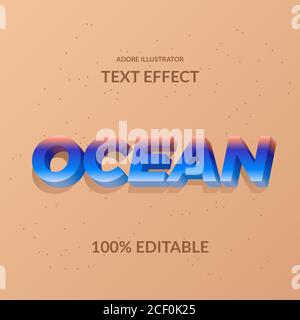 Modern san serif font 3D modern blue crystal gradient 3D editable text effect eps file. suitable for headline or title Stock Vector
