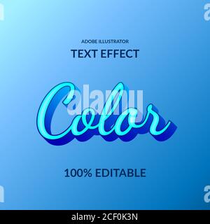 Modern script font 3D glow blue gradient editable text effect eps file. suitable for headline or title Stock Vector