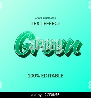 Modern script font 3D green gradient editable text effect eps file. suitable for headline or title Stock Vector