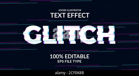 techno glitch text effect. Adobe illustrator editable font. Modern and futuristic modern distortion style Stock Vector