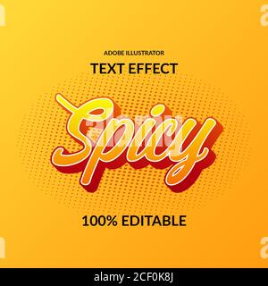 Modern script font Spicy gradient yellow and red 3D editable text effect eps file. suitable for headline or title Stock Vector