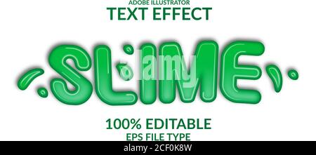 3d green slime gradient text effect. liquid editable font adobe illustrator. radioactive gross style Stock Vector