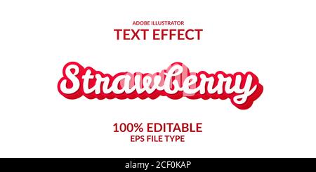 red script cute adobe illustrator text effect. girly editable text effect for your product Stock Vector