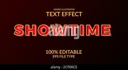 red elegant strong bold adobe illustrator text effect. head title editable text effect for your product Stock Vector