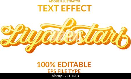 golden yellow script feminine adobe illustrator text effect. luxurious elegant editable text effect for your product Stock Vector