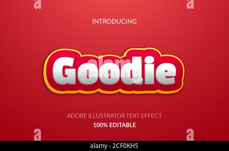 goodie silver and red yellow text effect for food beverages logo text effect. adobe illustrator full editable text effect Stock Vector