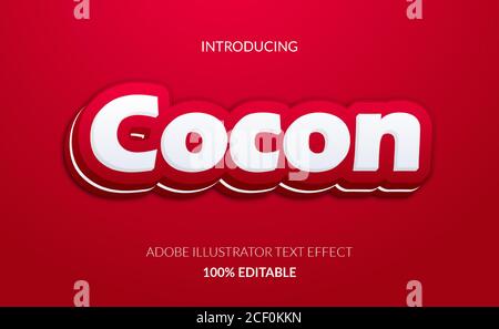 red and white pop 3D text effect. beauty editable adobe illustrator text effect. suitable for food and beverages. Stock Vector