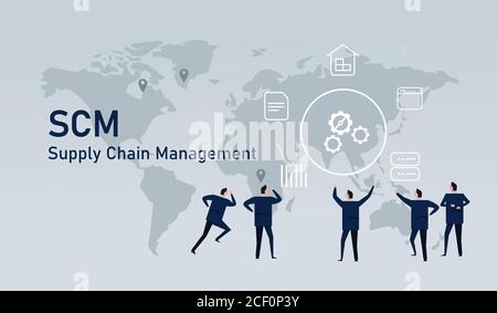 Logistic world wide commerce Supply chain management delivery inventory industry Stock Vector