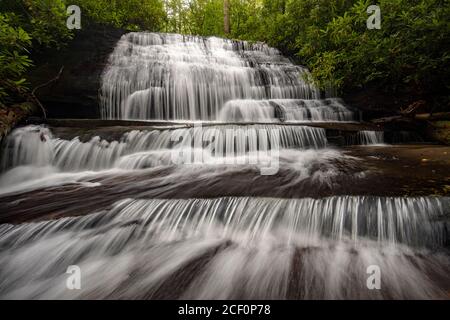 Grogan Creek Falls (or Falls on Grogan Creek) - Butter Gap Trail, Pisgah National Forest, near Brevard, North Carolina, USA Stock Photo