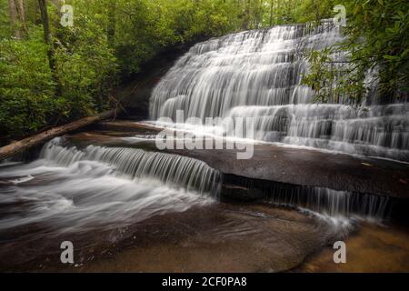 Grogan Creek Falls (or Falls on Grogan Creek) - Butter Gap Trail, Pisgah National Forest, near Brevard, North Carolina, USA Stock Photo