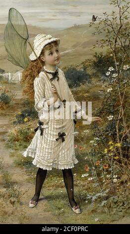 Coleman William Stephen - the Butterfly Catcher - British School - 19th  Century Stock Photo