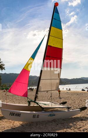 Sailing boat for hire on Patong Beach, Phuket, Thailand