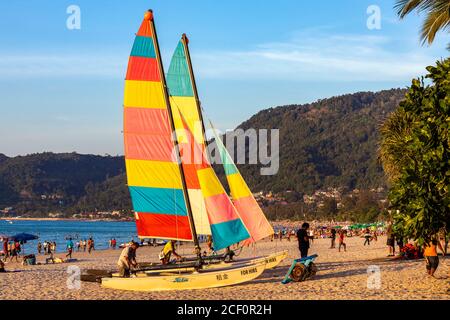 Sailing boat for hire on Patong Beach, Phuket, Thailand
