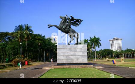 Jakarta, Indonesia - July 24, 2019: Prince Diponegoro Monument at Merdeka Square. Stock Photo