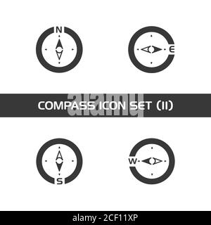 Isolated compass icon set. Weather and map. Gliph vector illustration Stock Vector